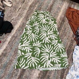 a new day Green and White Leaf Print Dress